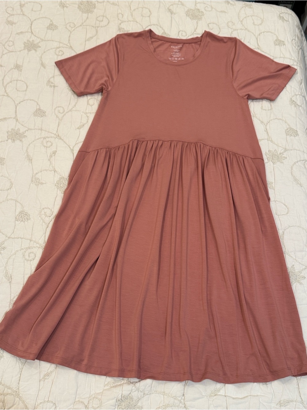 NWOT loose fit soft Midi Dress with pockets - blush dusty rose